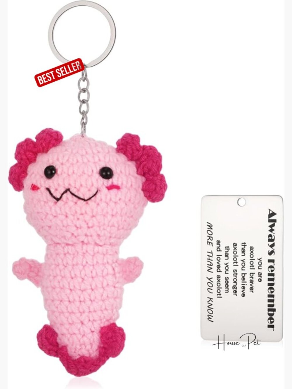 Handmade Crochet Axolotl Keychain Stainless Steel Cute Animal Accessory for